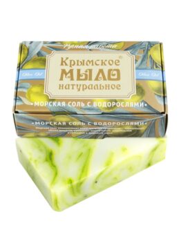 Крымское мыло натуральное на оливковом масле «Морская соль с водорослями»
